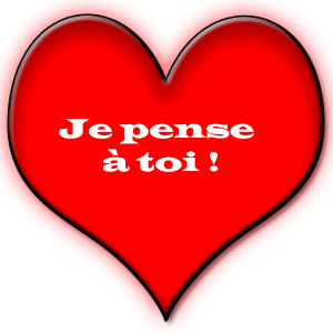 Gif animé je pense à toi coeur rouge